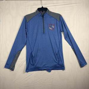 New York Rangers NHL Blue Gray Quarter-Zip Pullover Jacket  S